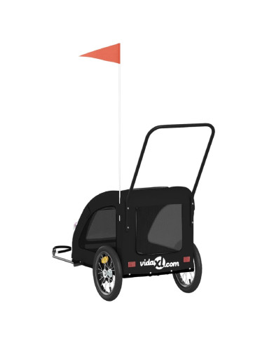 Rimorchio da Bici per Animali Nero Oxford e Ferro