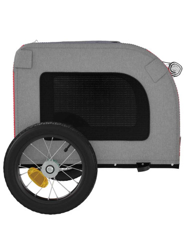 Rimorchio da Bici per Animali Rosso e Grigio Oxford e Ferro