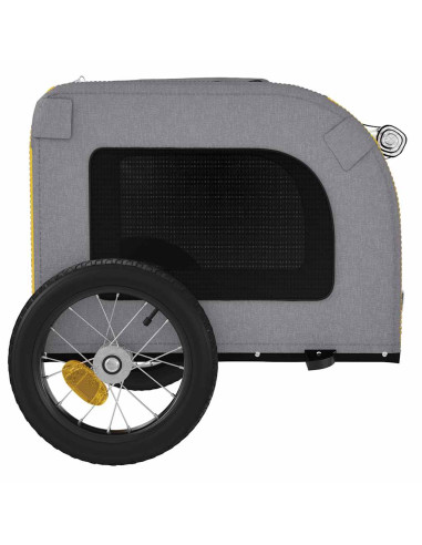 Rimorchio da Bici per Animali Giallo e Grigio Oxford e Ferro