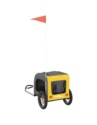 Rimorchio da Bici per Animali Giallo e Grigio Oxford e Ferro
