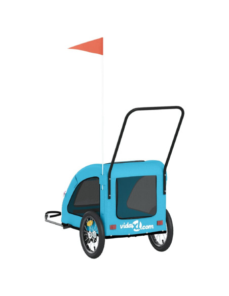 Rimorchio da Bici per Animali Blu Oxford e Ferro