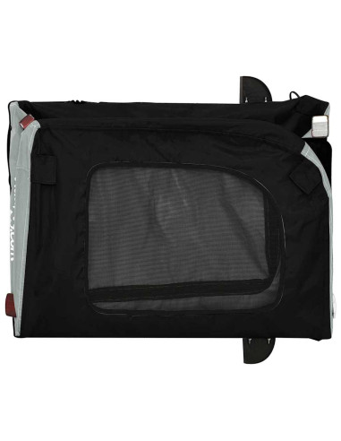 Rimorchio da Bici per Animali Grigio e Nero Oxford e Ferro