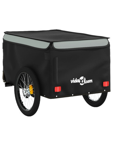 Rimorchio da Bici Nero e Grigio 30 kg in Ferro