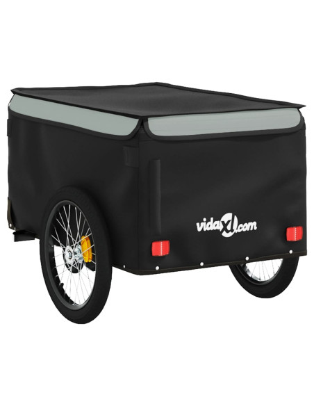 Rimorchio da Bici Nero e Grigio 30 kg in Ferro