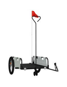 Rimorchio da Bici Grigio e Nero in Tessuto Oxford e Ferro 2