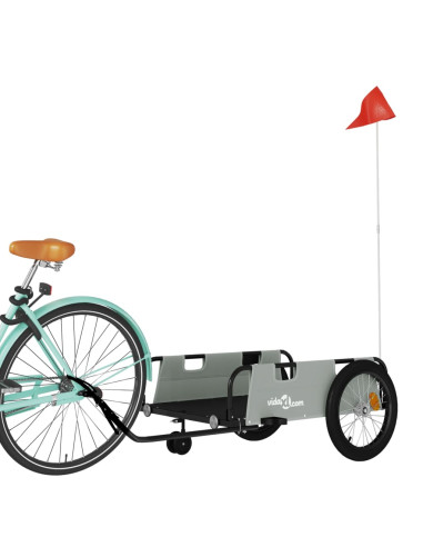 Rimorchio da Bici Grigio e Nero in Tessuto Oxford e Ferro