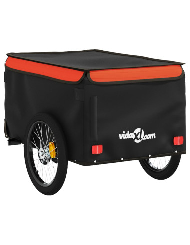 Rimorchio da Bici Nero e Arancione 30 kg in Ferro
