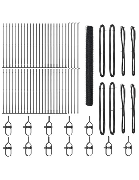 Recinzione Esagonale  Grigia 1.5x100 m Acciaio, Pali per Recinzione  con Piastra di Base 13 pz Ø32mm 83.5cm Acciaio Zincato