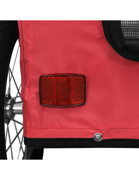Rimorchio da Bici per Animali Rosso Oxford e Ferro