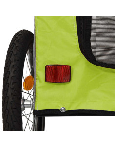 Rimorchio da Bici per Animali Verde e Grigio Oxford e Ferro