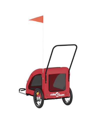 Rimorchio da Bici per Animali Rosso Oxford e Ferro