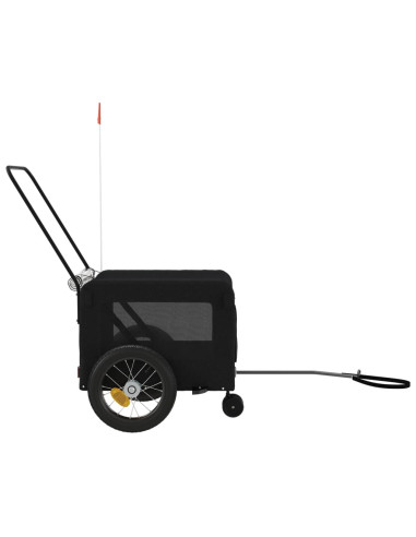 Rimorchio da Bici per Animali Nero Oxford e Ferro