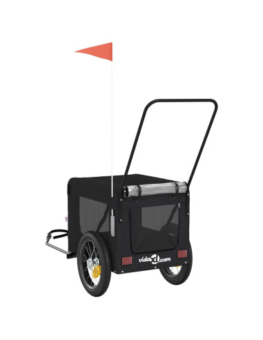 Rimorchio da Bici per Animali Nero Oxford e Ferro