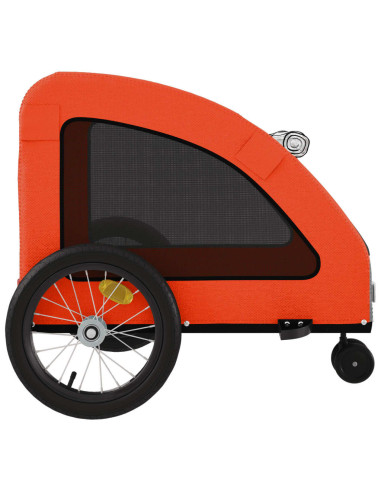 Rimorchio da Bici per Animali Arancione e Grigio Oxford e Ferro