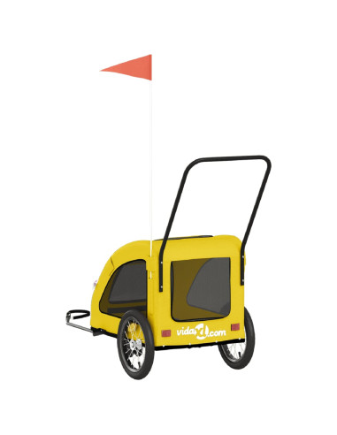 Rimorchio da Bici per Animali Giallo Oxford e Ferro