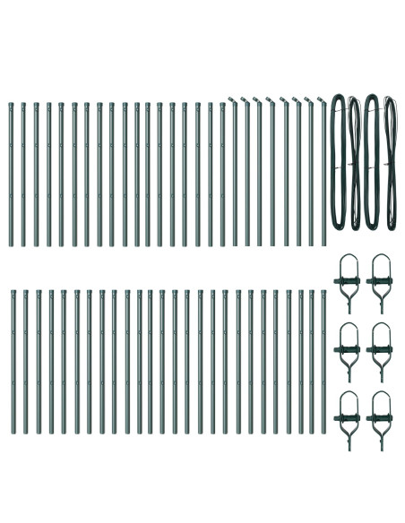 Pali di recinzione  52 pcs Verde Ø32 mm 80 cm Acciaio zincato