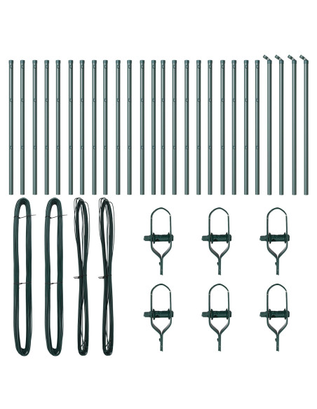 Pali di Recinzione  26 pz Verde Ø32 mm 80 cm Acciaio Zincato
