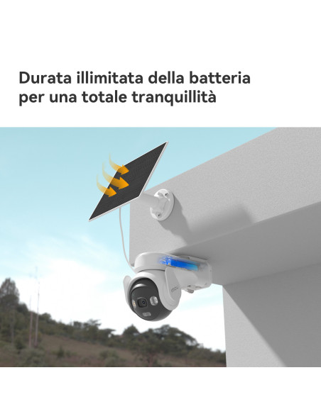 Imou AOV PT 4G 5MP - Telecamera da esterno 4G e Wifi Motorizzata con pannello solare. Tecnologia AOV per registrazione 24/7 . In