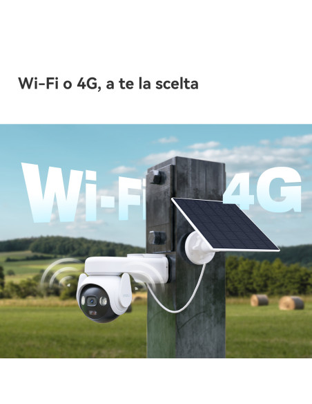 Imou AOV PT 4G 5MP - Telecamera da esterno 4G e Wifi Motorizzata con pannello solare. Tecnologia AOV per registrazione 24/7 . In