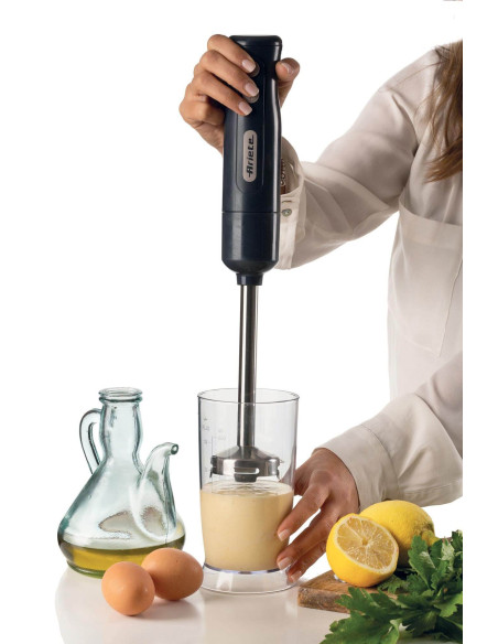 Ariete 601 Frullatore a Immersione con tritatutto, 700 W, 2 velocità, Lama in acciaio inox, Gamba removibile, Bicchiere traspar