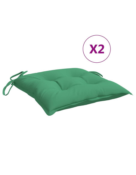 Cuscini per Sedia 2 pz Verdi 40x40x7 cm in Tessuto Oxford