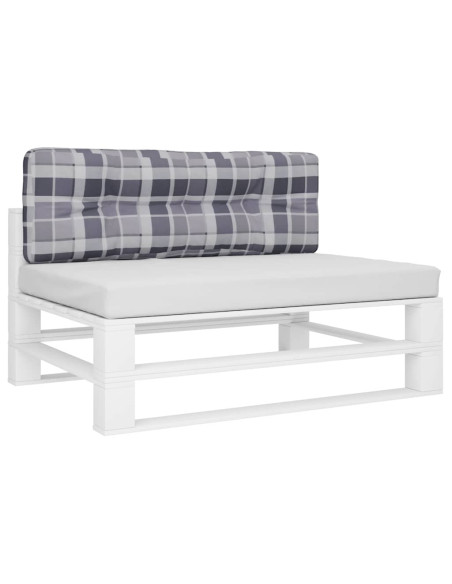 Cuscino per Pallet a Quadri Grigi 120x40x12 cm in Tessuto