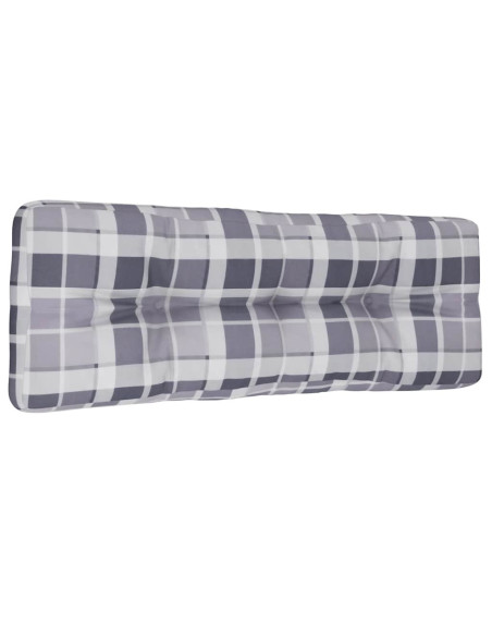 Cuscino per Pallet a Quadri Grigi 120x40x12 cm in Tessuto