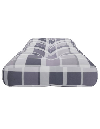 Cuscino per Pallet a Quadri Grigi 120x40x12 cm in Tessuto