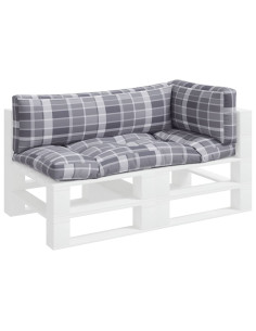 Cuscini per Pallet 3 pz a Quadri Grigi in Tessuto 2