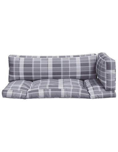 Cuscini per Pallet 3 pz a Quadri Grigi in Tessuto