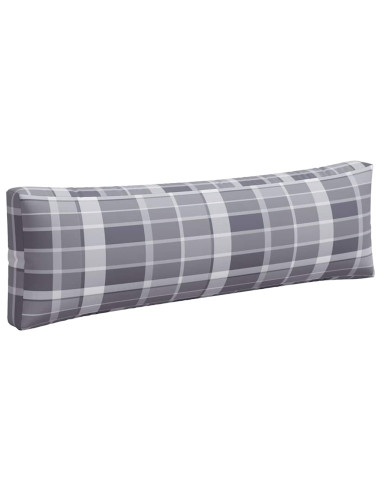 Cuscini per Pallet 3 pz a Quadri Grigi in Tessuto