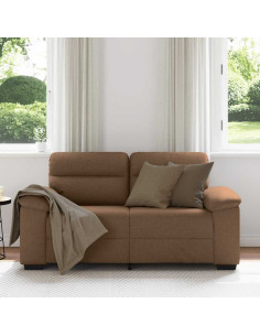 Divano a 2 Posti Marrone 120 cm in Tessuto 2