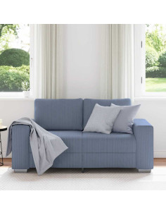 Divano Divanetto Blu 120 cm Tessuto di Velluto a Coste 2