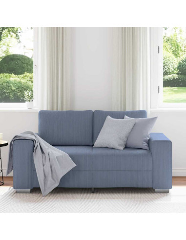 Divano Divanetto Blu 120 cm Tessuto di Velluto a Coste