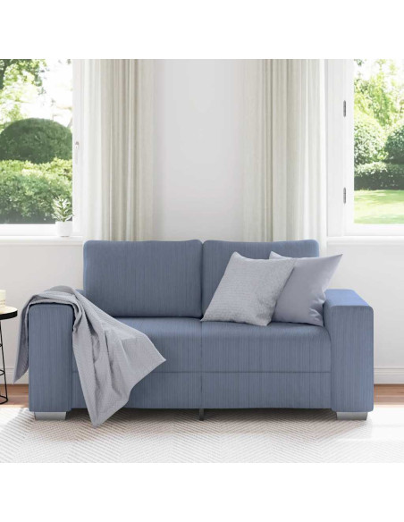 Divano Divanetto Blu 120 cm Tessuto di Velluto a Coste