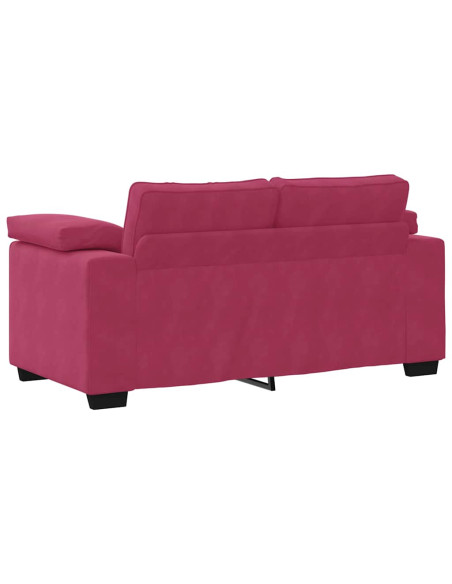 Set di Divani 3 pz con Cuscini Rosso Vino in Velluto