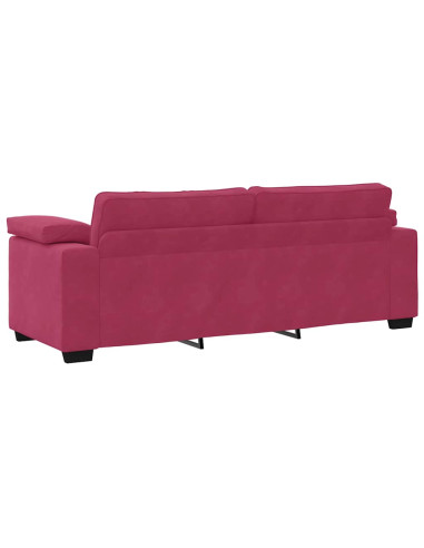 Set di Divani 3 pz con Cuscini Rosso Vino in Velluto