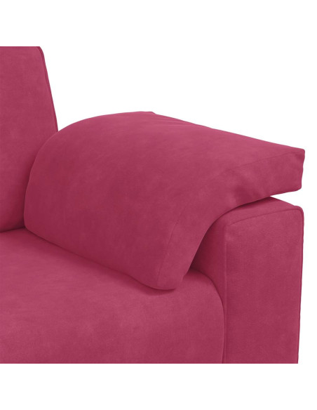 Set di Divani 3 pz con Cuscini Rosso Vino in Velluto