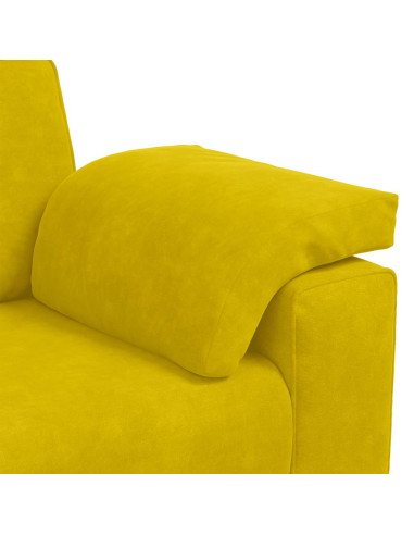 Set di Divani 3 pz con Cuscini giallo in Velluto