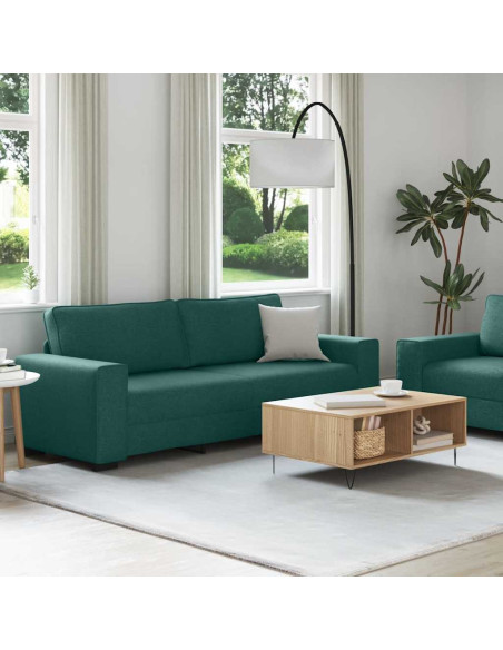 Set di Divani 2 pz con Cuscini Verde scuro in Tessuto