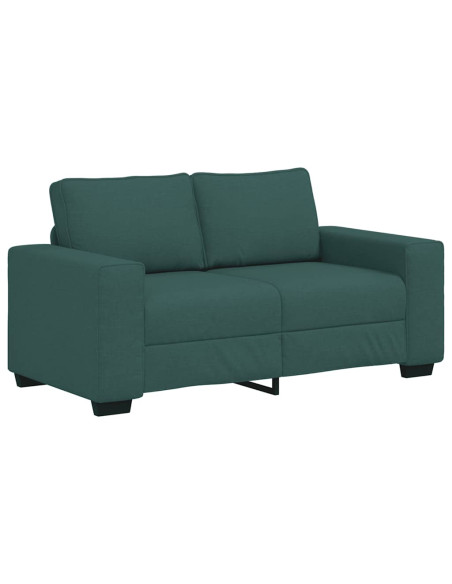 Set di Divani 2 pz con Cuscini Verde scuro in Tessuto