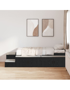 Struttura letto con contenitore Rovere Nero 100 cm