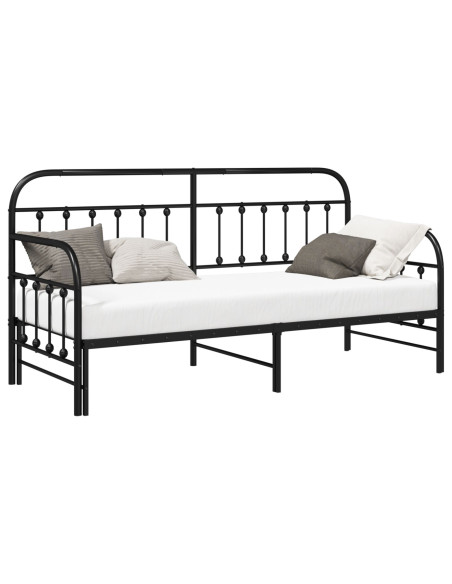 Struttura per Letto Giorno con Letto Estraibile  Nera 75x190 cm in Acciaio