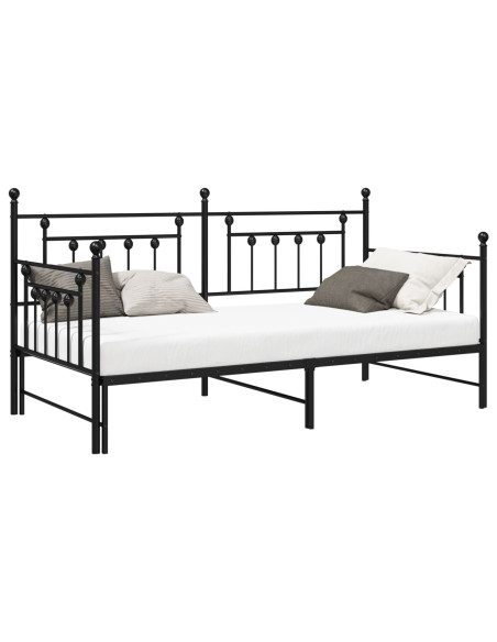 Struttura per letto di giorno Nero 90 x 200 cm Acciaio