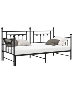Struttura per letto di giorno Nero 90 x 190 cm Acciaio