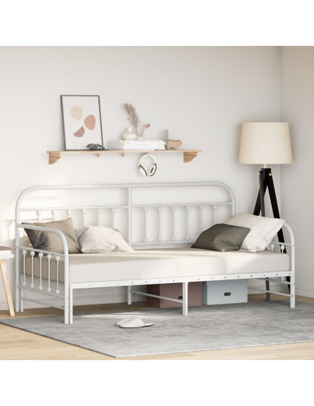 Struttura Letto Daybed con Letto Estraibile Bianco 107x203 cm in Acciaio