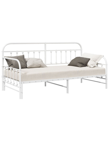Struttura Letto Daybed con Letto Estraibile Bianco 107x203 cm in Acciaio