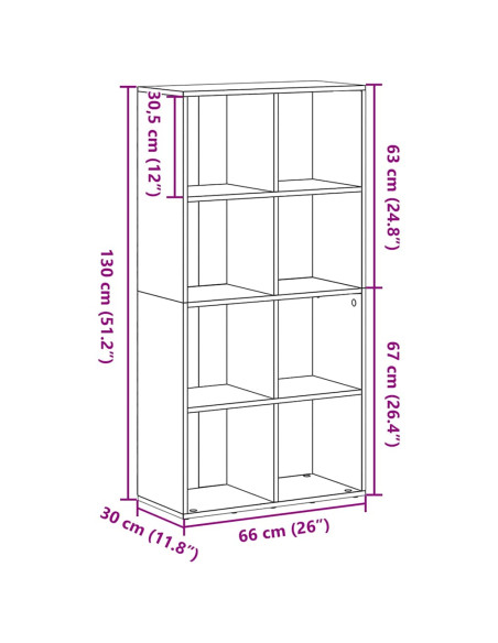 Libreria Rovere Nero 66x30x130 cm in Legno Multistrato