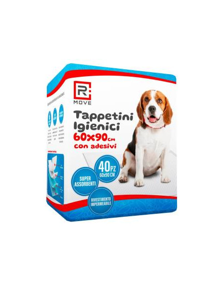 1Cnf/40pz 60x90cm Tappetini Igienici Animali con Adesivi RMOVE