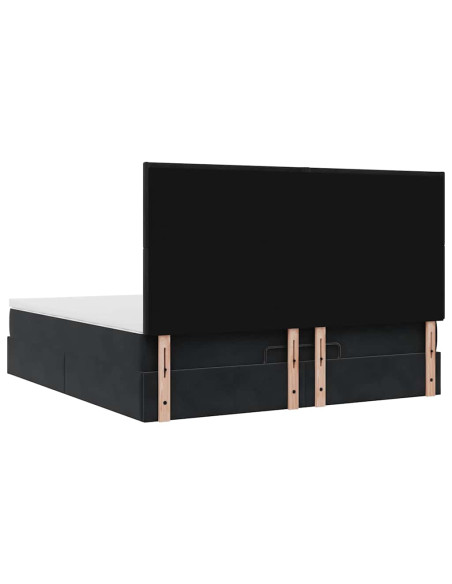 Struttura Letto Pouf con Materassi Nero 160x200 cm in Velluto